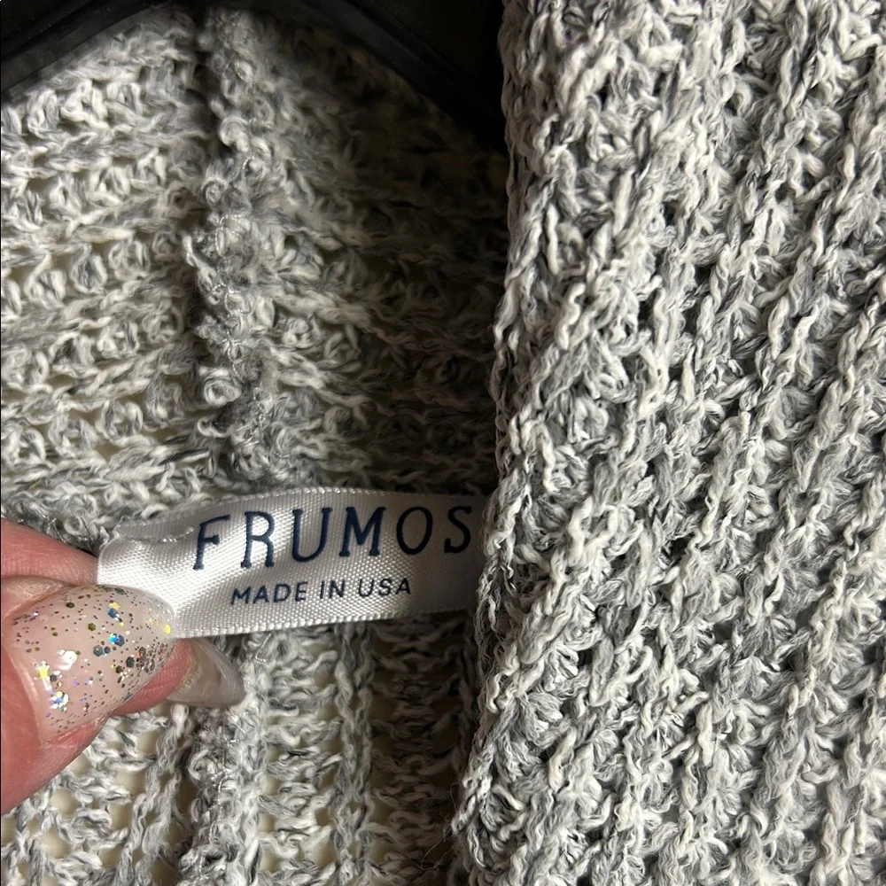 Gray Ribbed Open Front Cardigan 2X - Picture 2 of 4